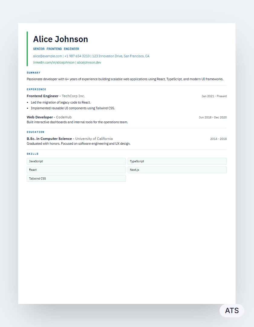 Tech resume finished in Resumi